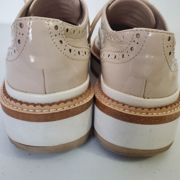 Zara Basic Platform Oxford Patent Leather Lace up Shoes - Picture 3 of 6
